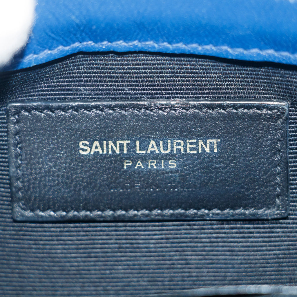 Saint Laurent YSL Classic Blue Matelasse Chevron Crossbody Bag #3651