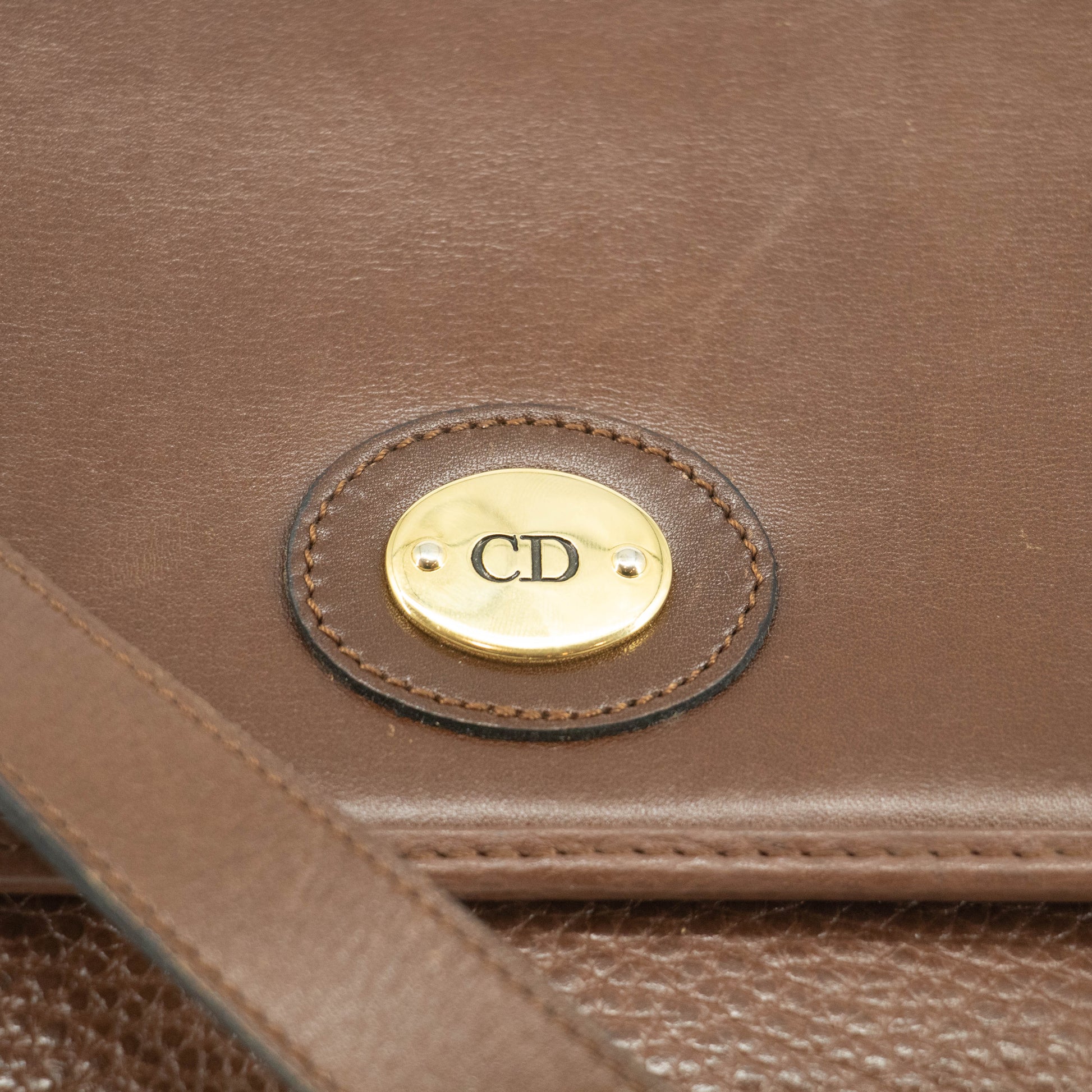 Christian Dior Vintage Brown Leather Flap Shoulder Bag #3652