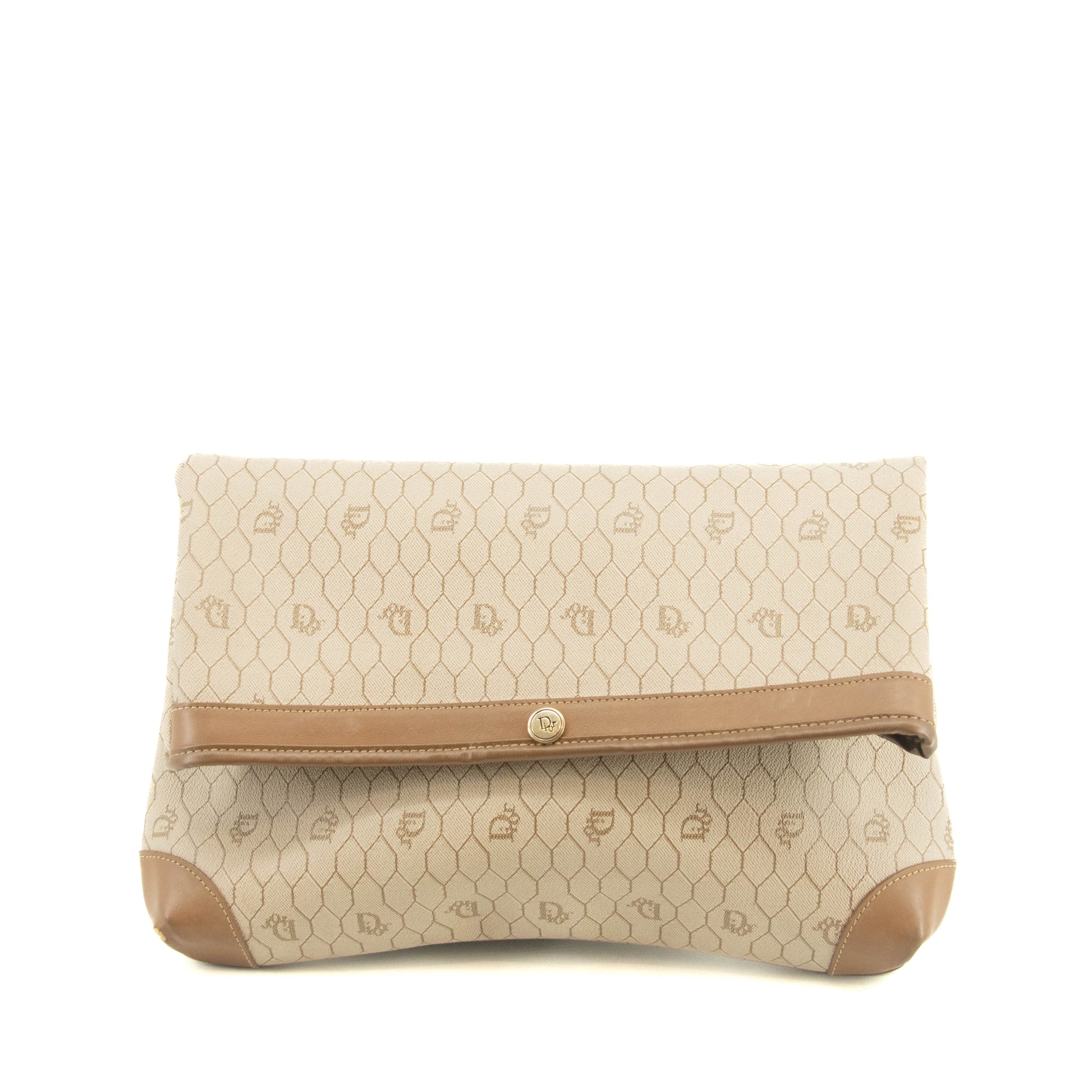 Christian Dior Honeycomb PVC Beige Clutch Bag #3653