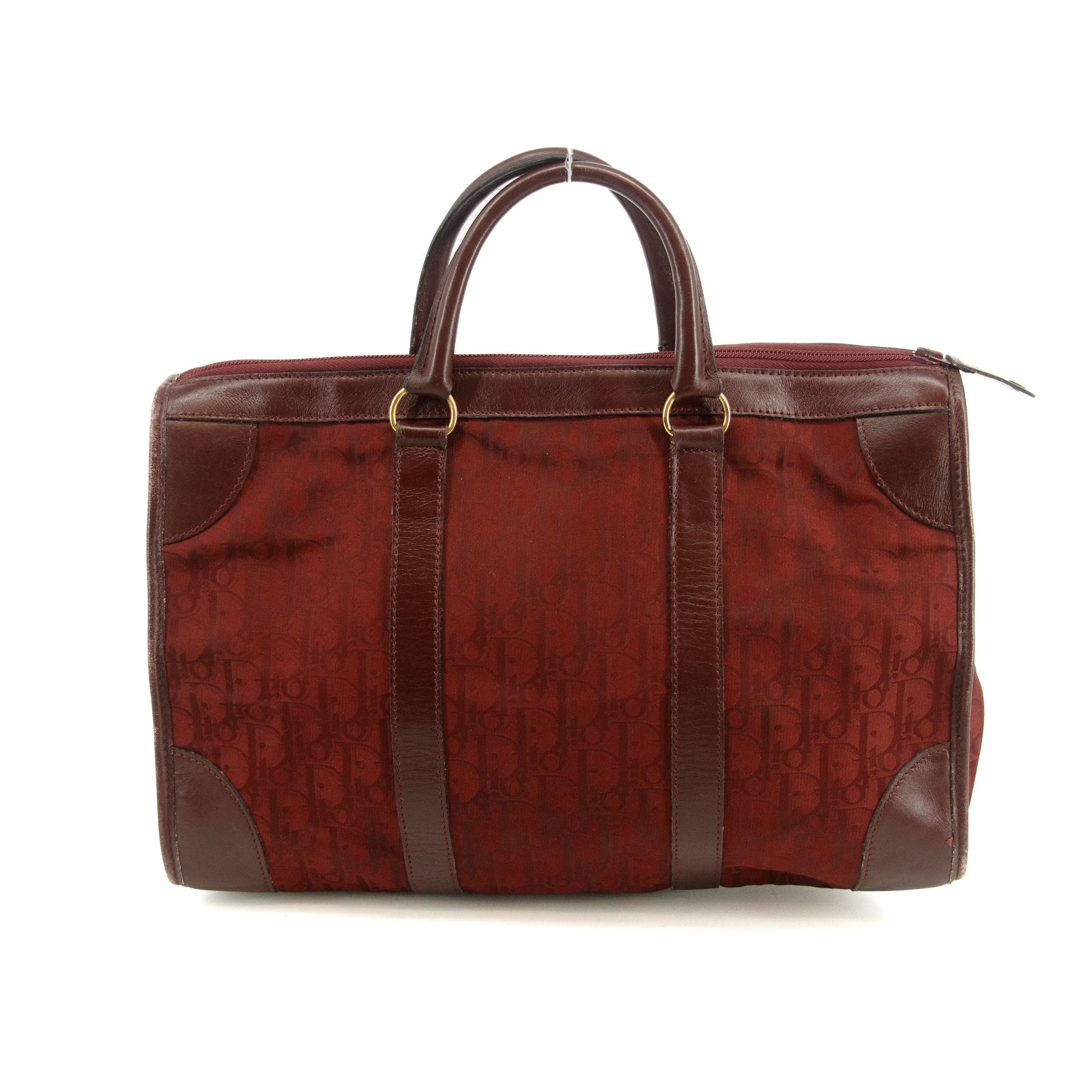 Christian Dior Red Trotter Canvas x Leather Boston Bag #3654
