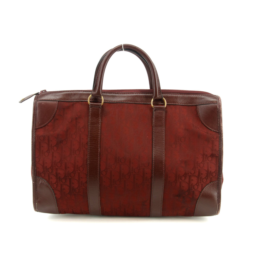 Christian Dior Red Trotter Canvas x Leather Boston Bag #3654