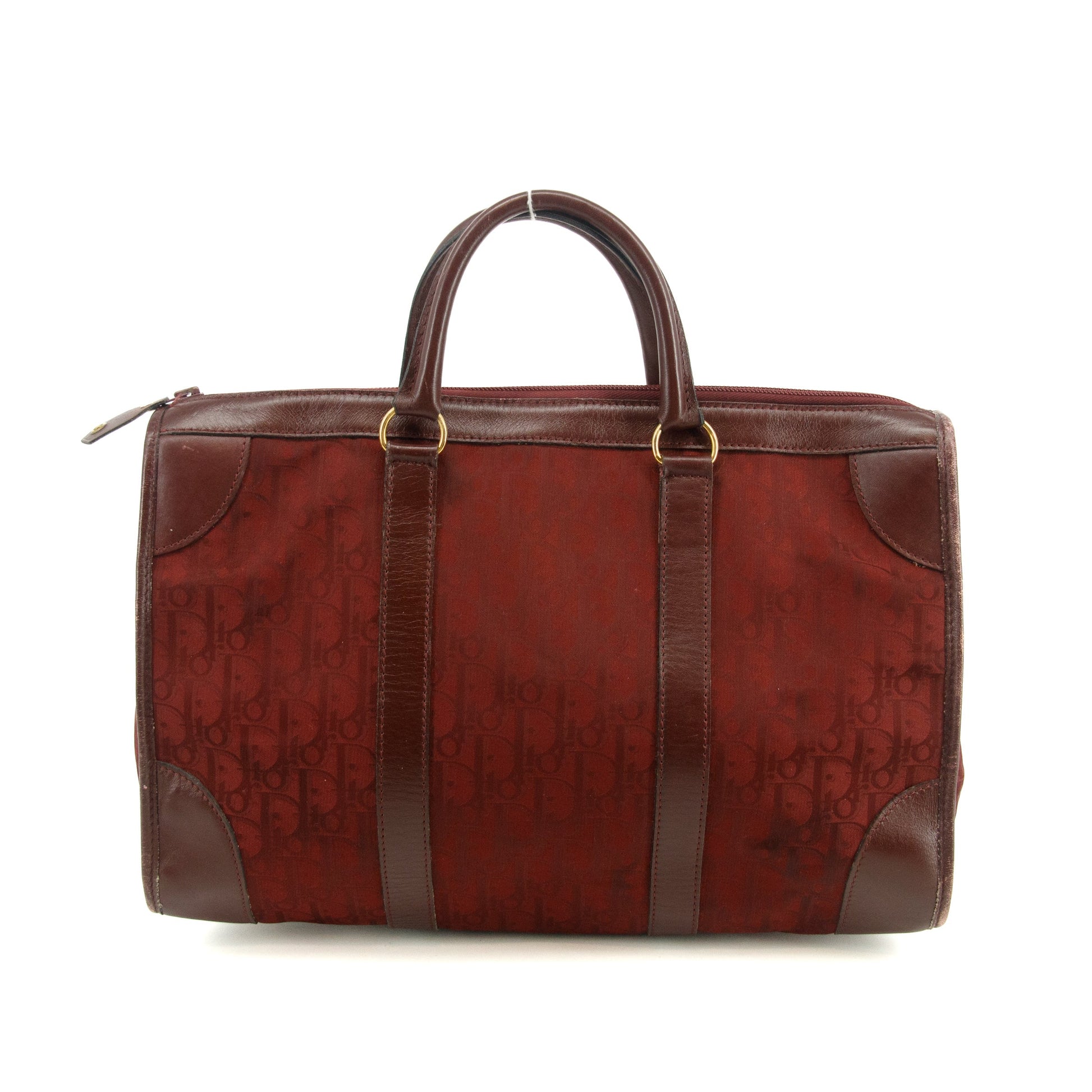 Christian Dior Red Trotter Canvas x Leather Boston Bag #3654