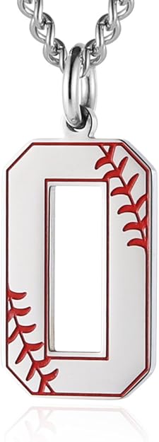 Baseball Initial Pendant Necklace Inspiration Baseball Jersey Number 0-9 Charms Stainless Steel Necklace
