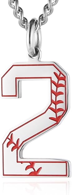 Baseball Initial Pendant Necklace Inspiration Baseball Jersey Number 0-9 Charms Stainless Steel Necklace