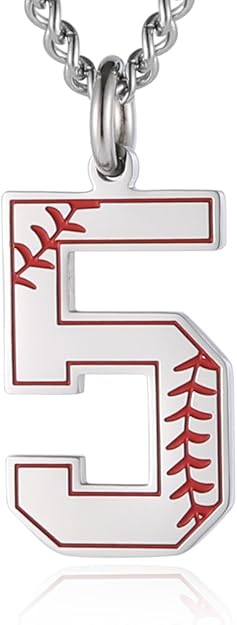 Baseball Initial Pendant Necklace Inspiration Baseball Jersey Number 0-9 Charms Stainless Steel Necklace