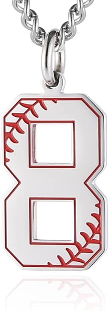 Baseball Initial Pendant Necklace Inspiration Baseball Jersey Number 0-9 Charms Stainless Steel Necklace