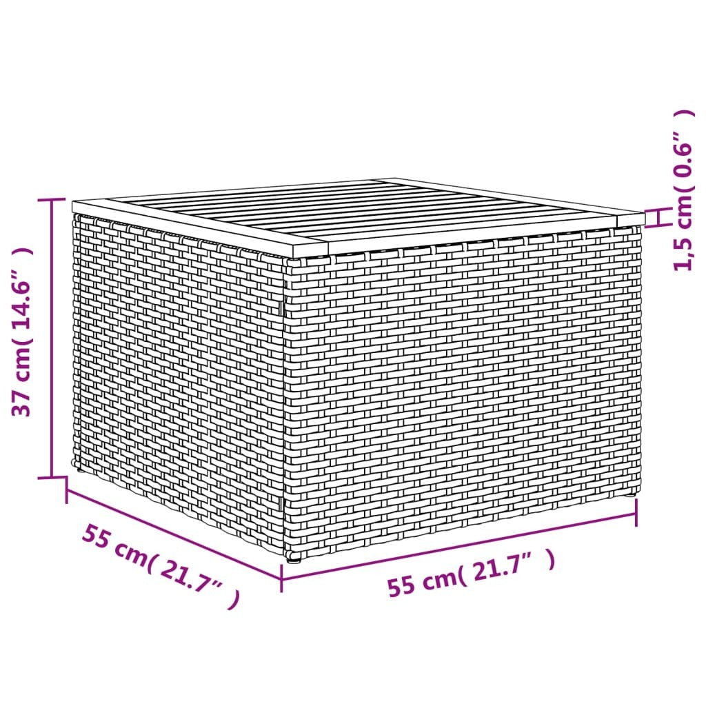 Garden Table Beige and Brown PE Rattan Small Durable