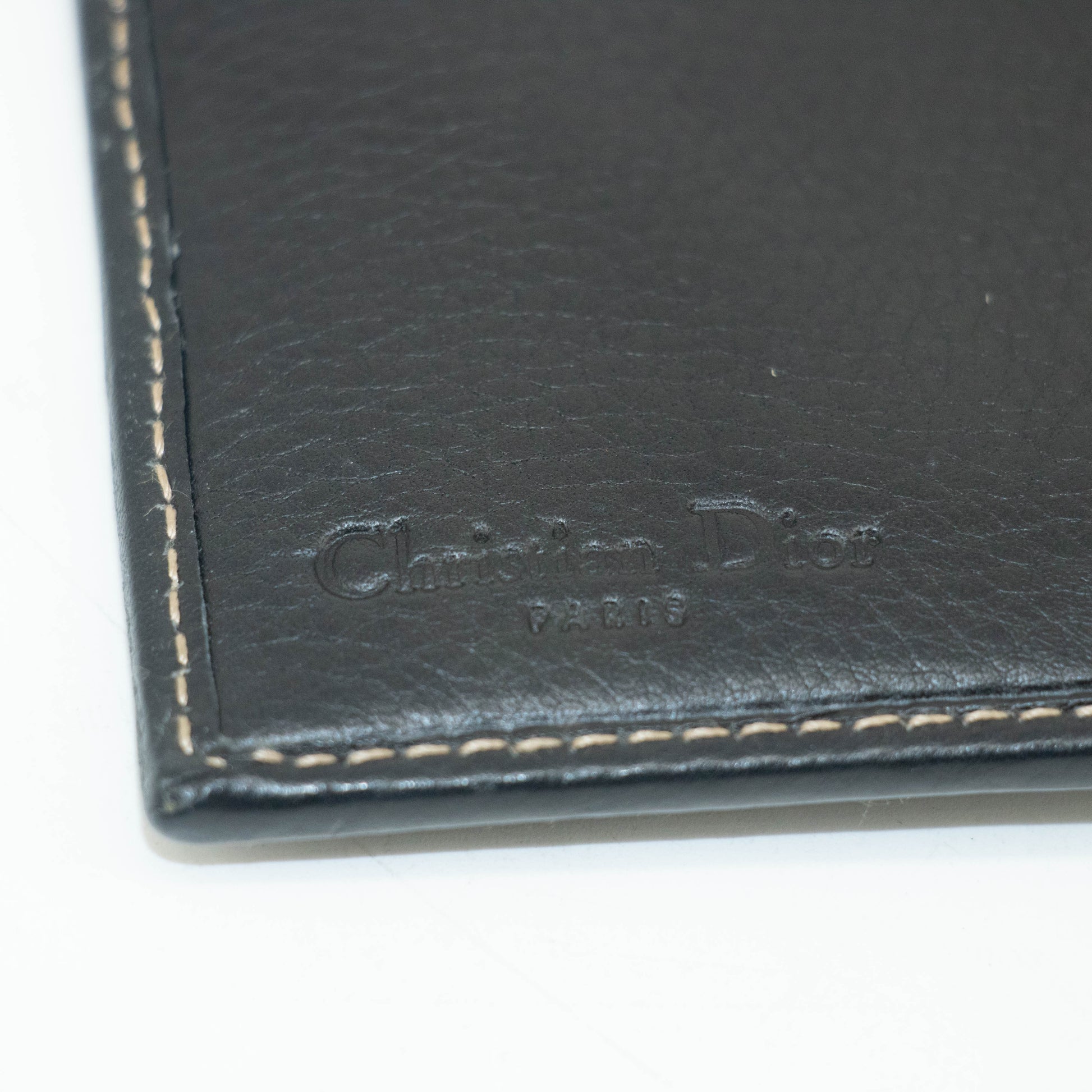 Christian Dior Saddle Black Leather Long Trifold Wallet #3690