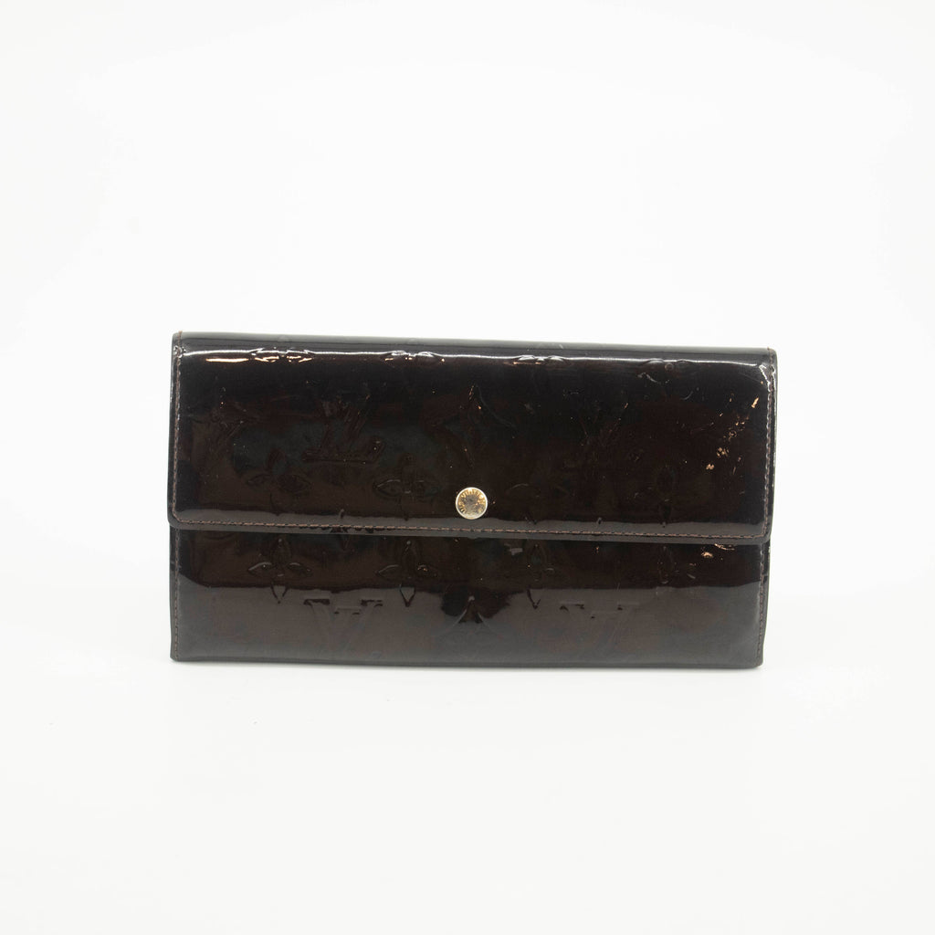 Louis Vuitton Vernis Patent Leather Purple Sarah Long Wallet #3693