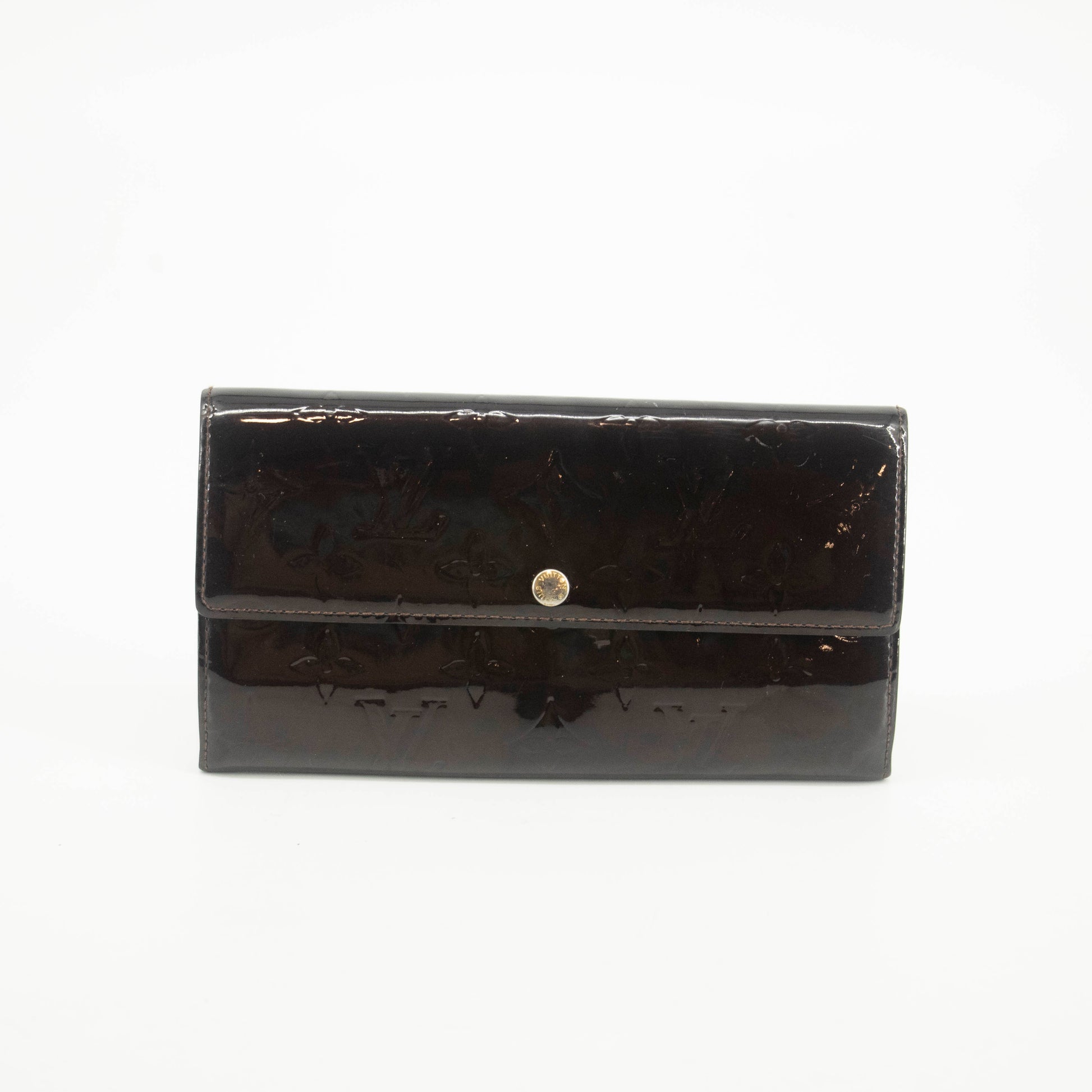 Louis Vuitton Vernis Patent Leather Purple Sarah Long Wallet #3693