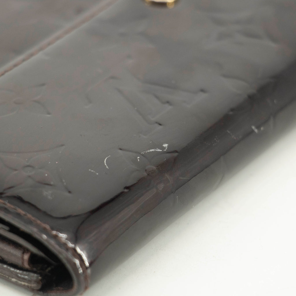 Louis Vuitton Vernis Patent Leather Purple Sarah Long Wallet #3693