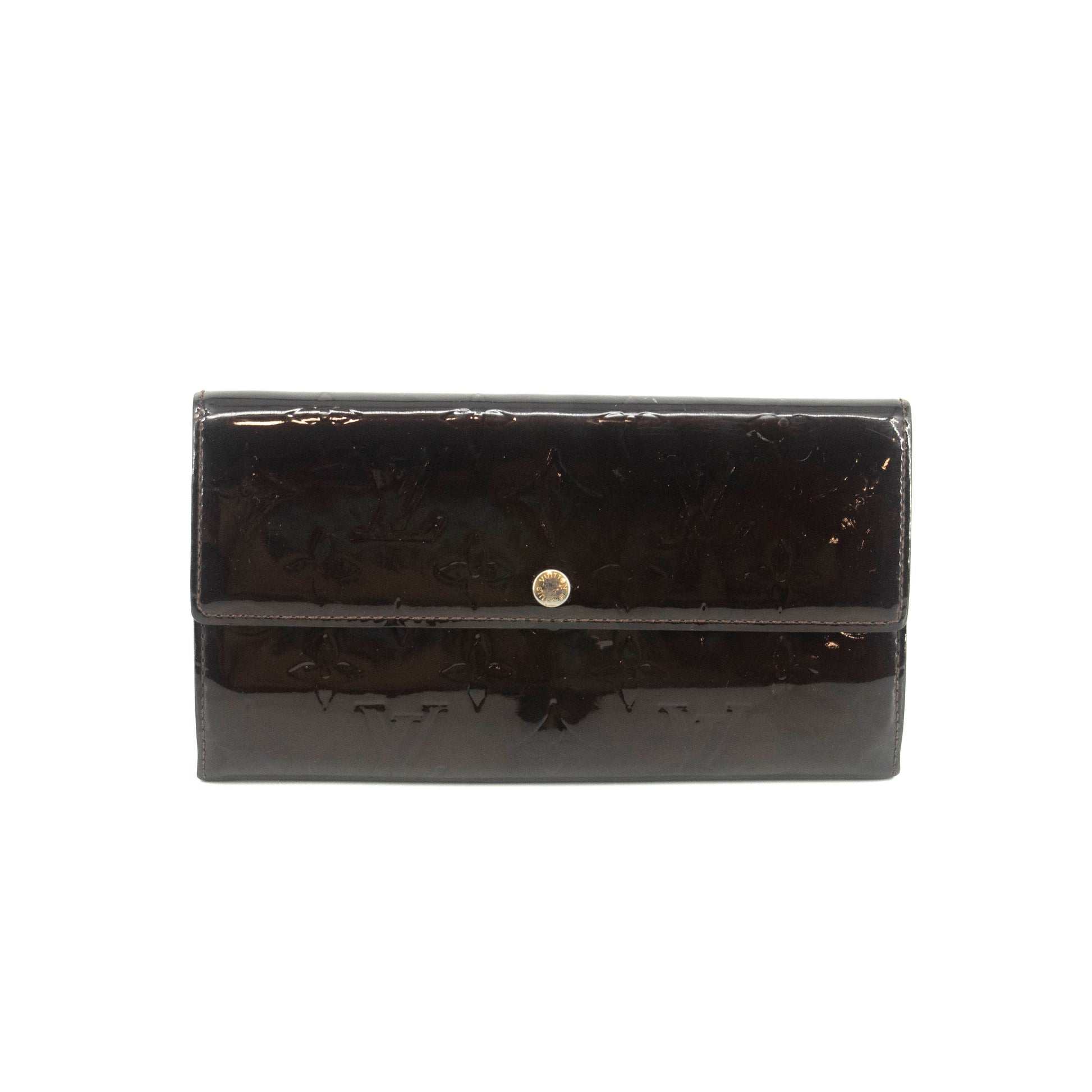 Louis Vuitton Vernis Patent Leather Purple Sarah Long Wallet #3693