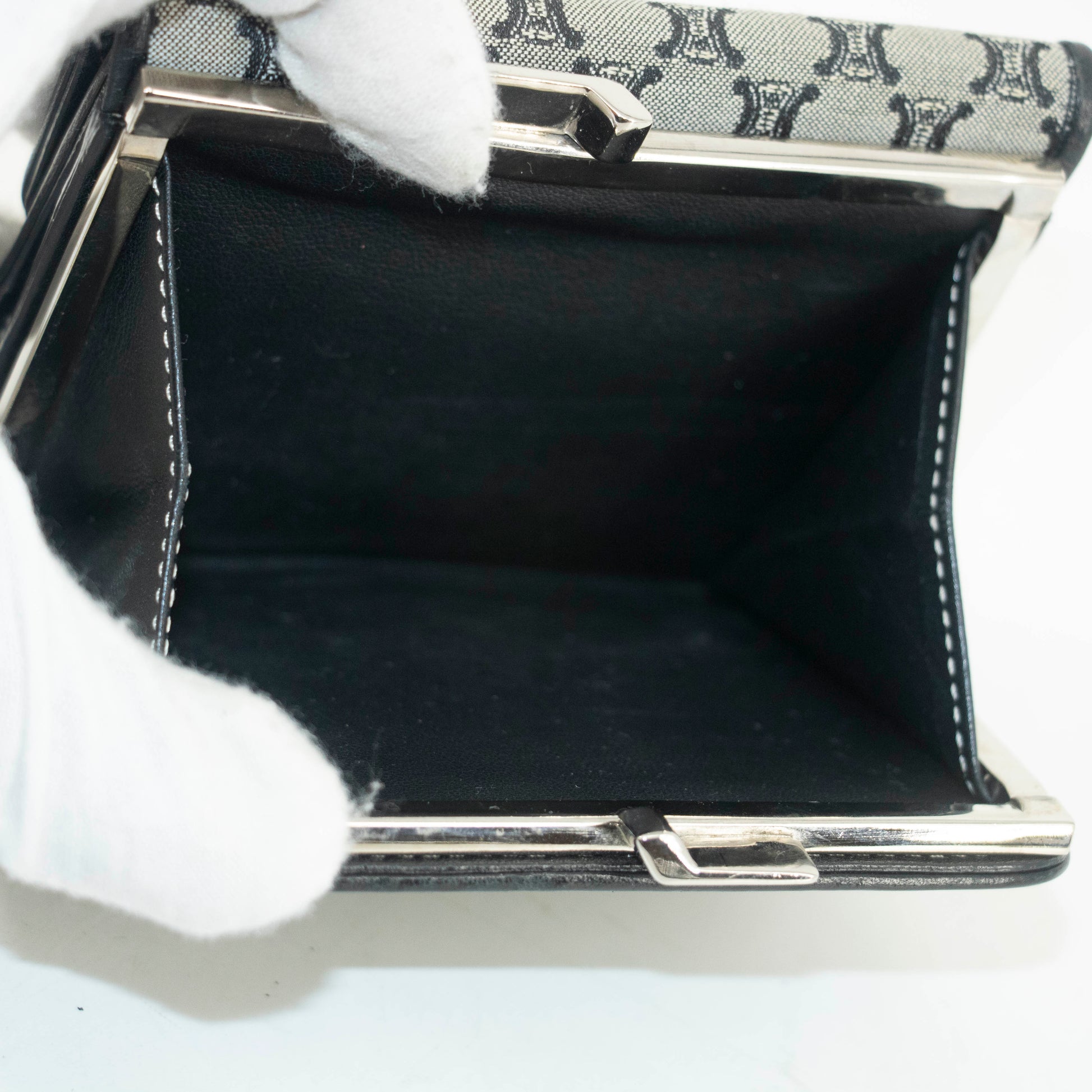 Celine Macadam Grey Canvas Compact Wallet #3705