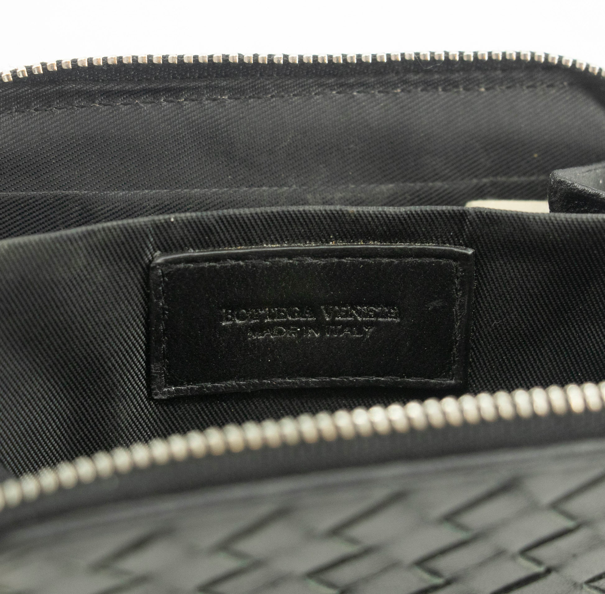 Bottega Veneta Intrecciato Black Zip Coin Pouch #3708