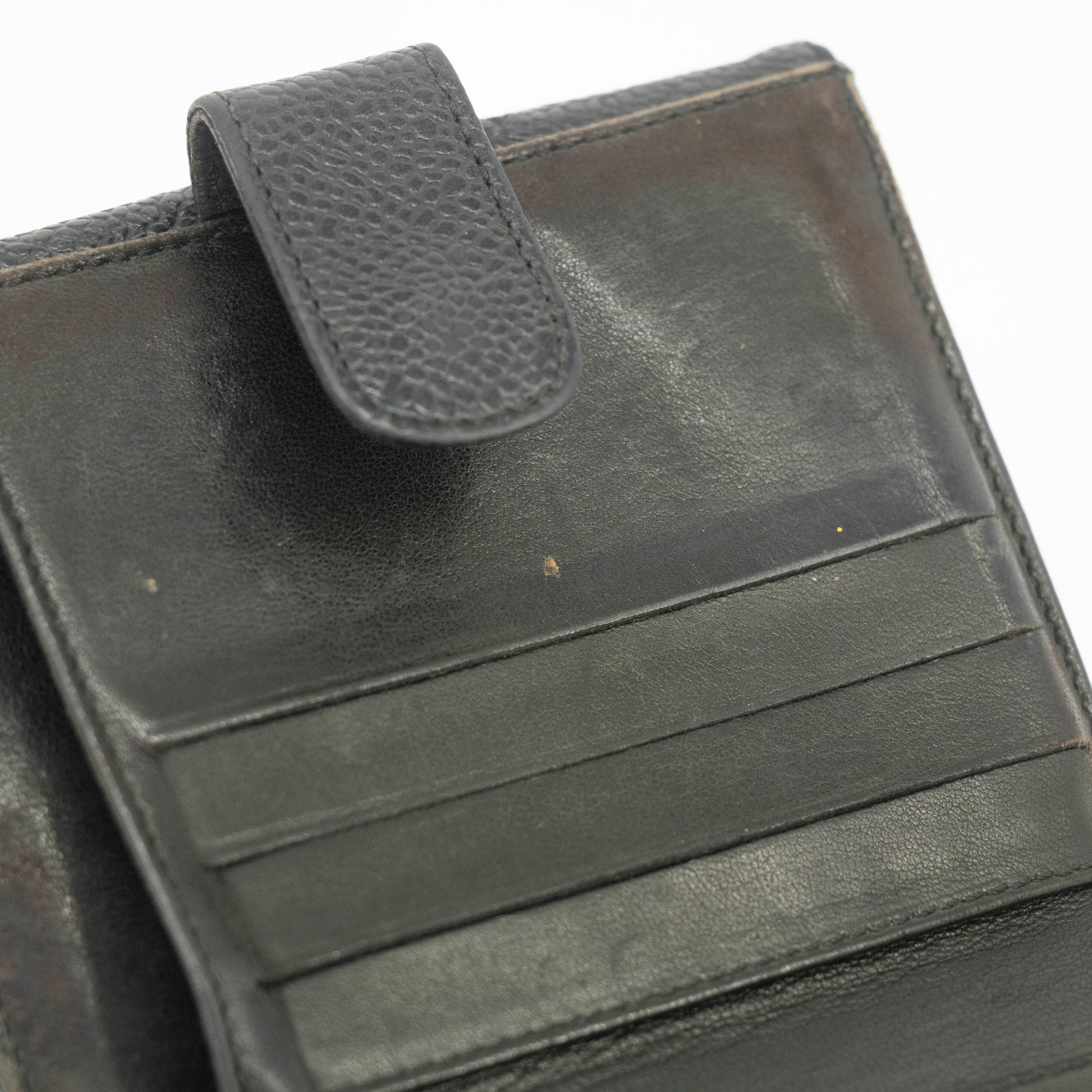 Chanel Caviar Skin Black Compact Bifold Wallet #3714