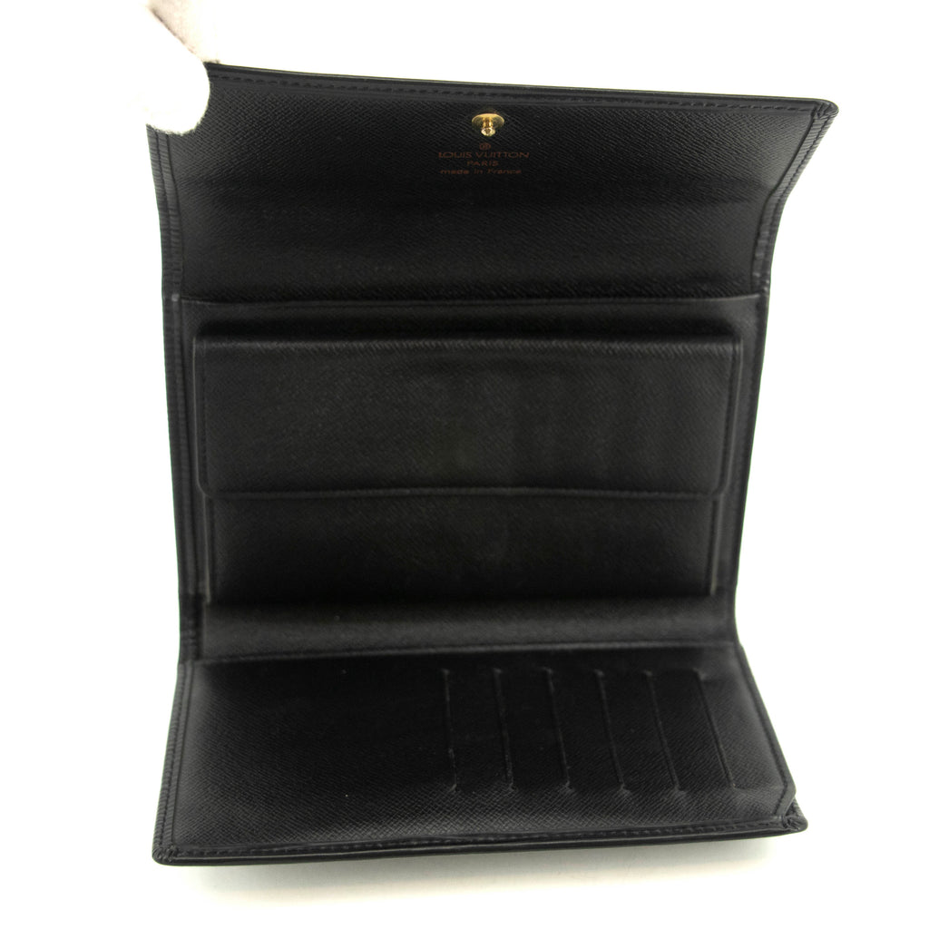 Louis Vuitton Black Epi Leather Ludlow Trifold Wallet #3716