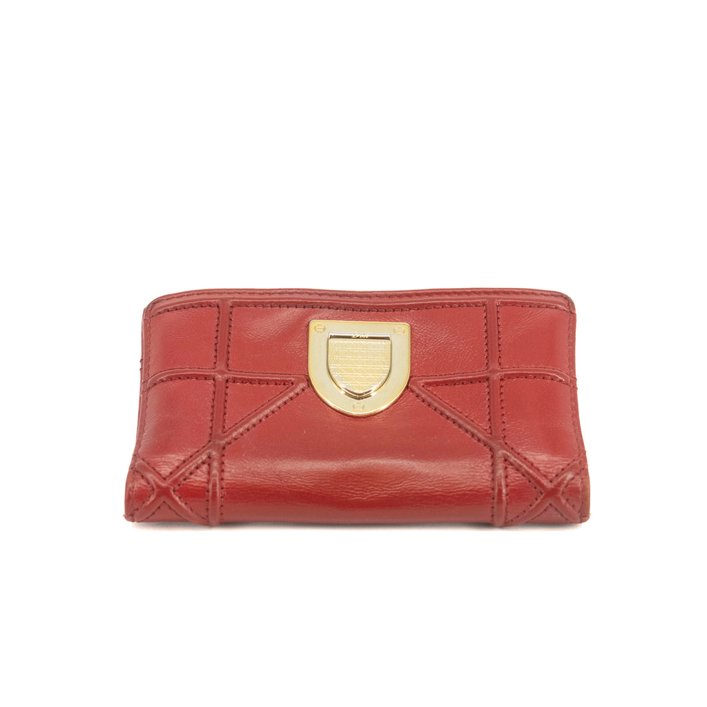 Christian Dior Red Leather Compact Wallet #3720