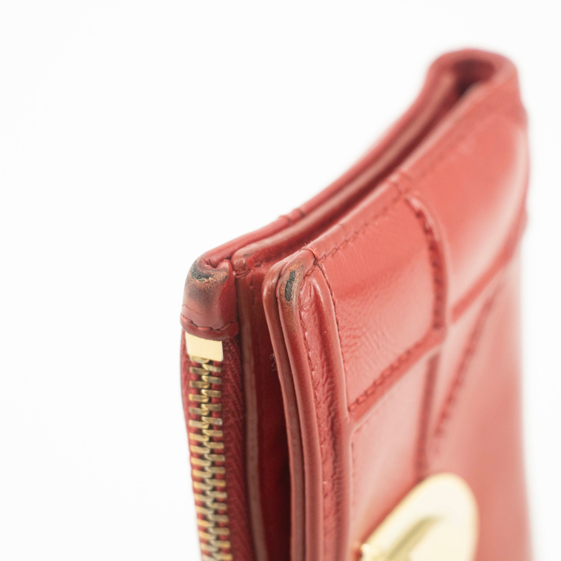 Christian Dior Red Leather Compact Wallet #3720
