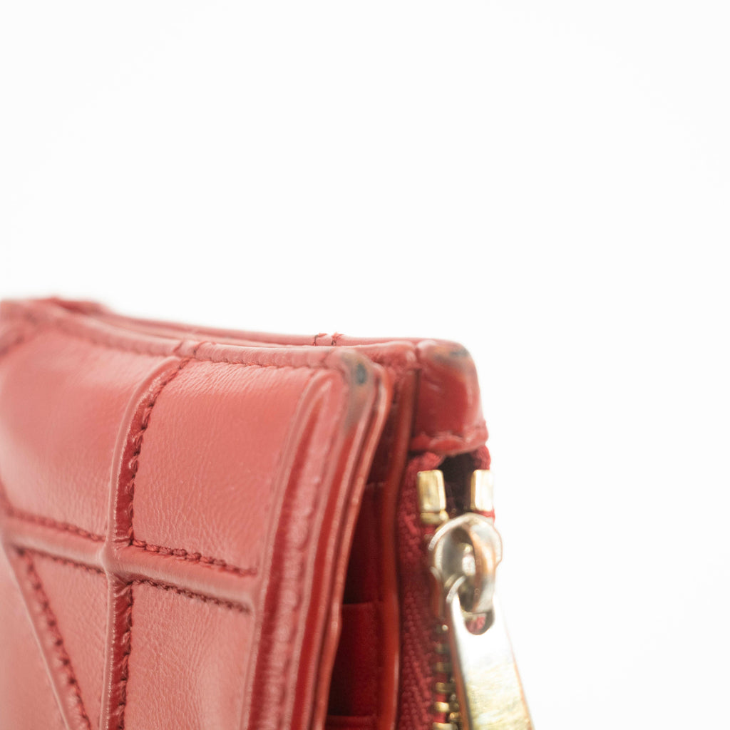 Christian Dior Red Leather Compact Wallet #3720