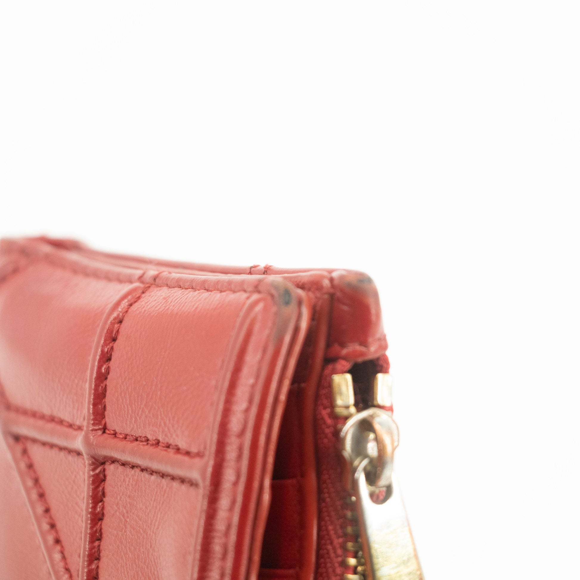 Christian Dior Red Leather Compact Wallet #3720