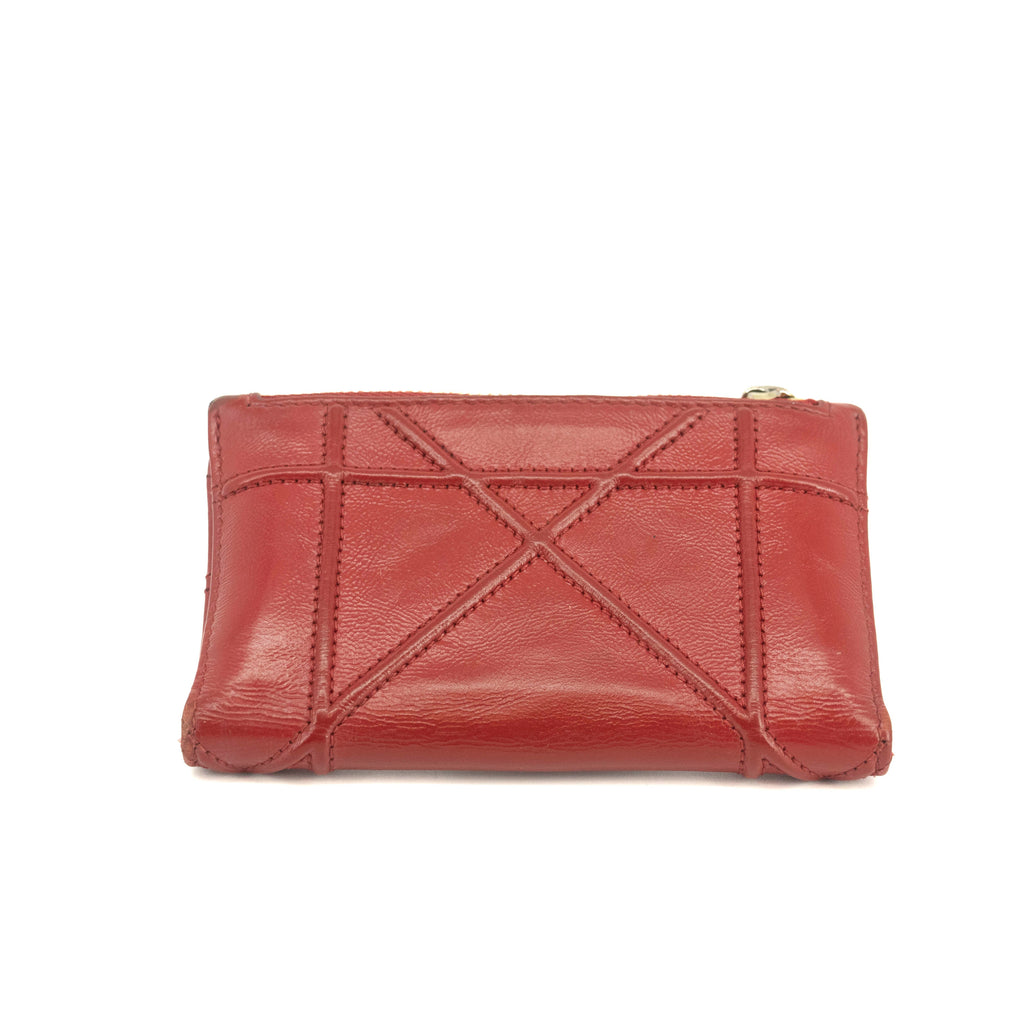 Christian Dior Red Leather Compact Wallet #3720