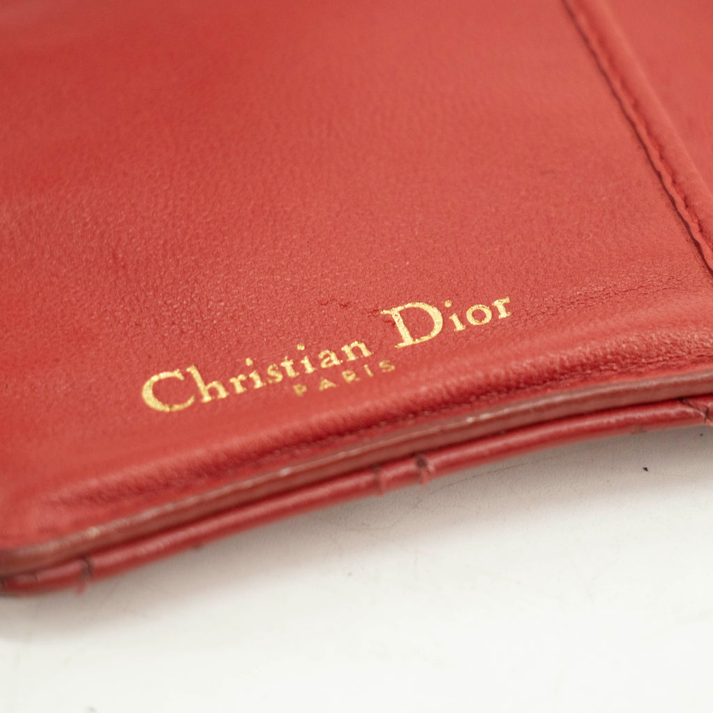 Christian Dior Red Leather Compact Wallet #3720