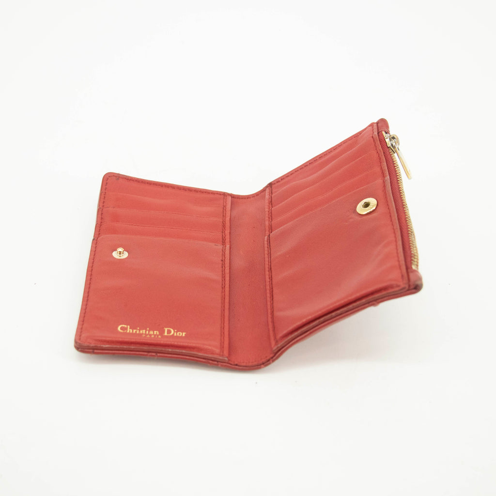 Christian Dior Red Leather Compact Wallet #3720