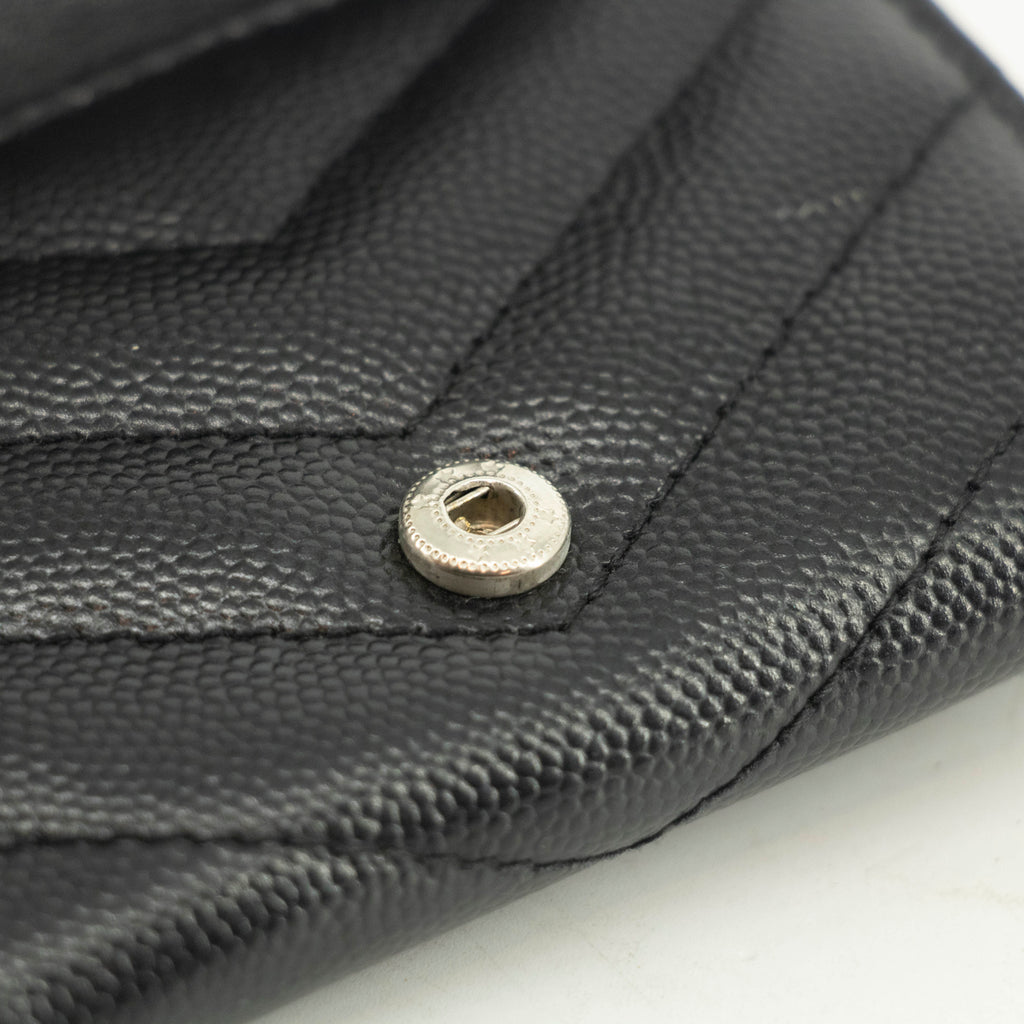 Yves Saint Laurent Black Leather Compact Wallet #3722