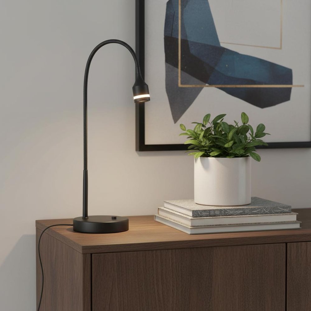18" Black Metal Adjustable LED Desk Lamp