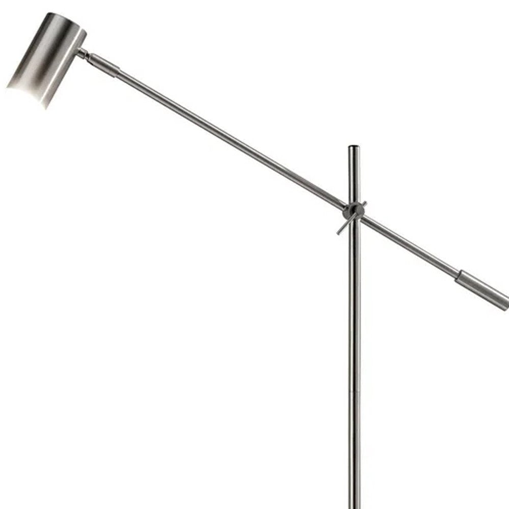 63" Silver LED Task Floor Lamp With Silver Metal Drum Shade