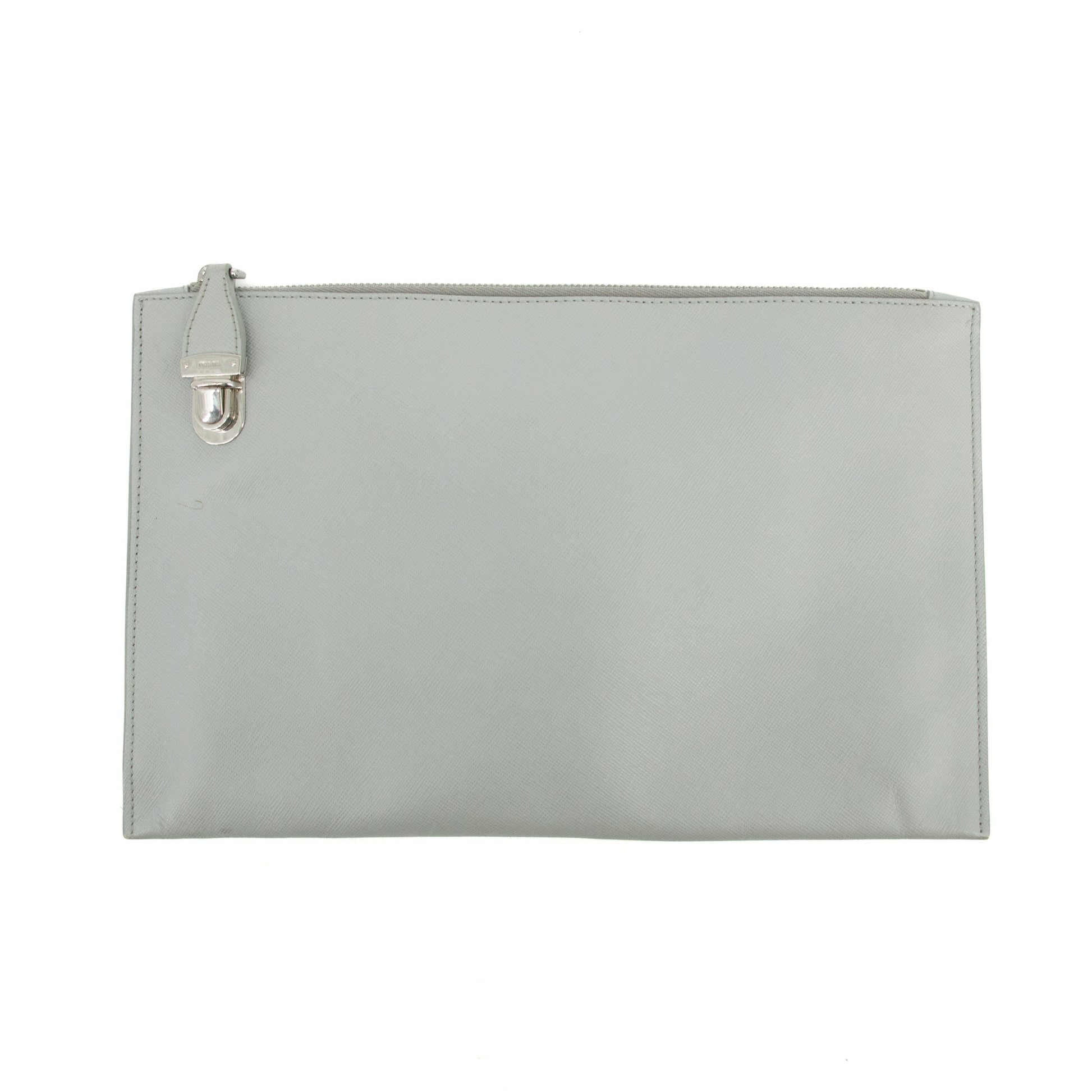 Prada Saffiano Leather Grey Clutch Bag #3727