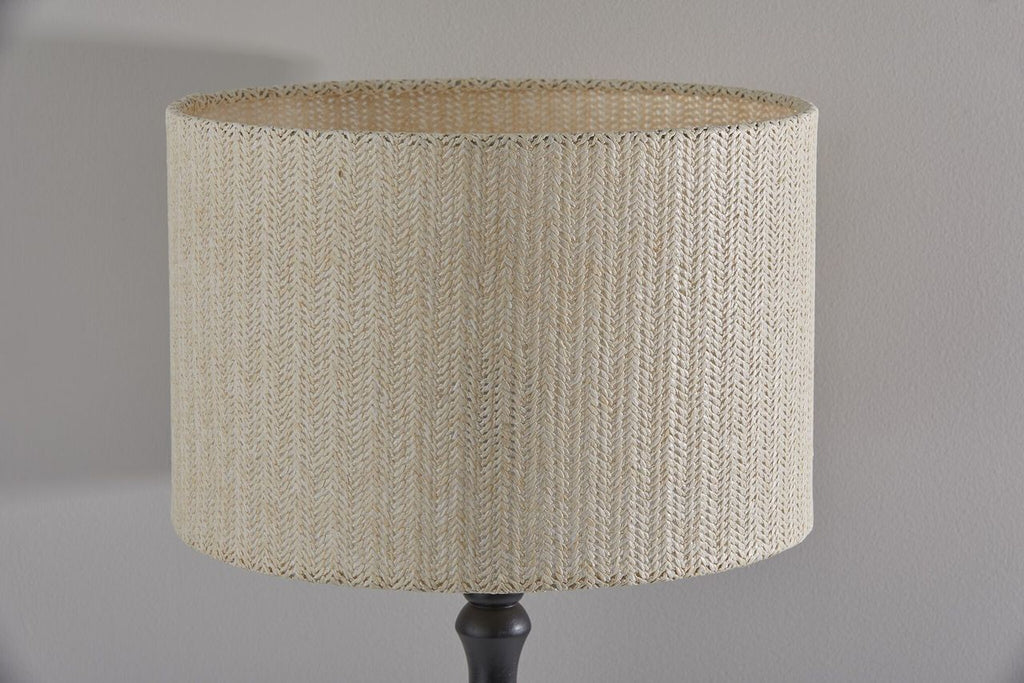 Black Natural Boho Turned Base Table Lamp