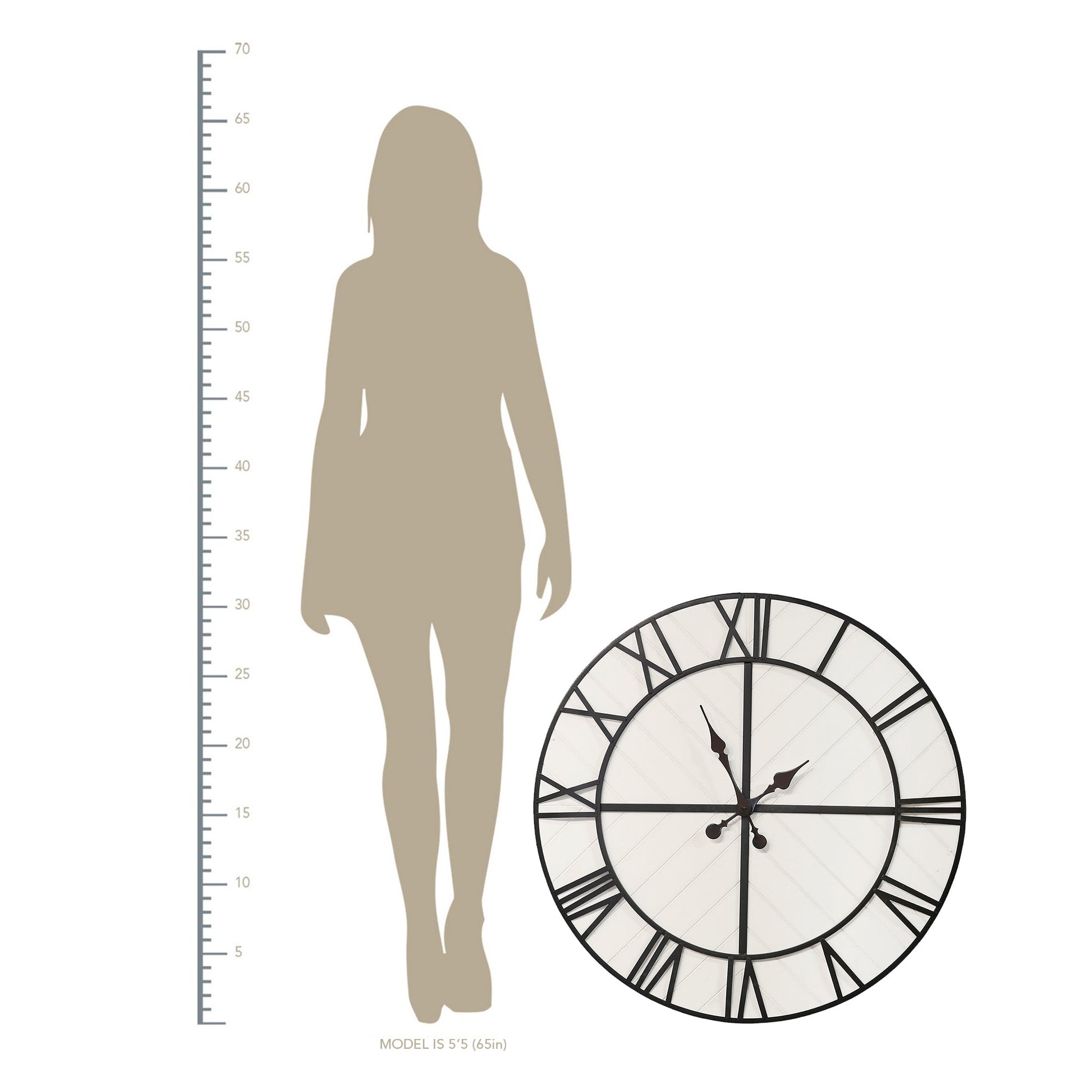 31.5 White Wood and Black Metal   Wall Clock
