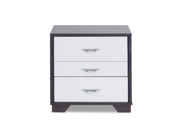 Black and White Metal 3 Drawer Nightstand