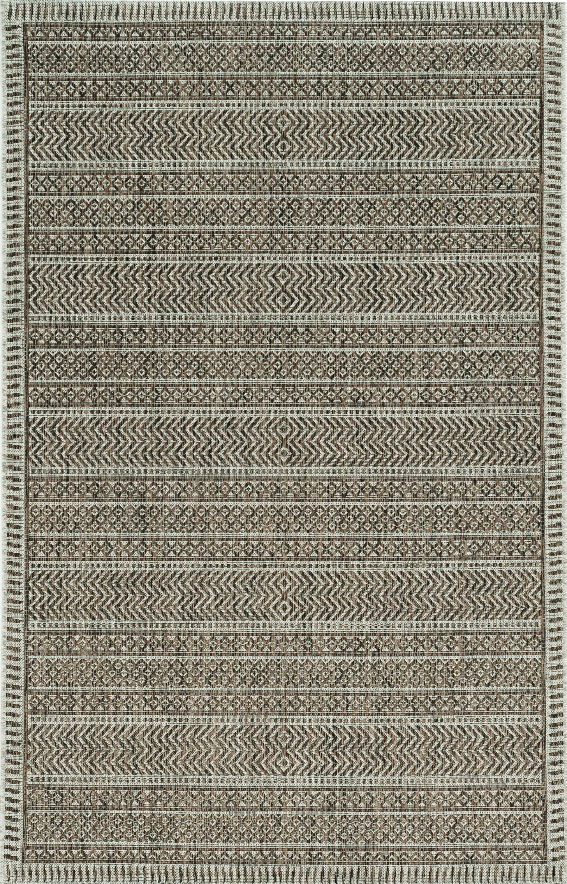 5'x7' Mocha Machine Woven UV Treated Tribal Indoor Outdoor Area Rug