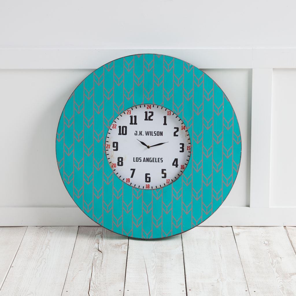 4" Teal Blue Metal Analog Round Wall Clock