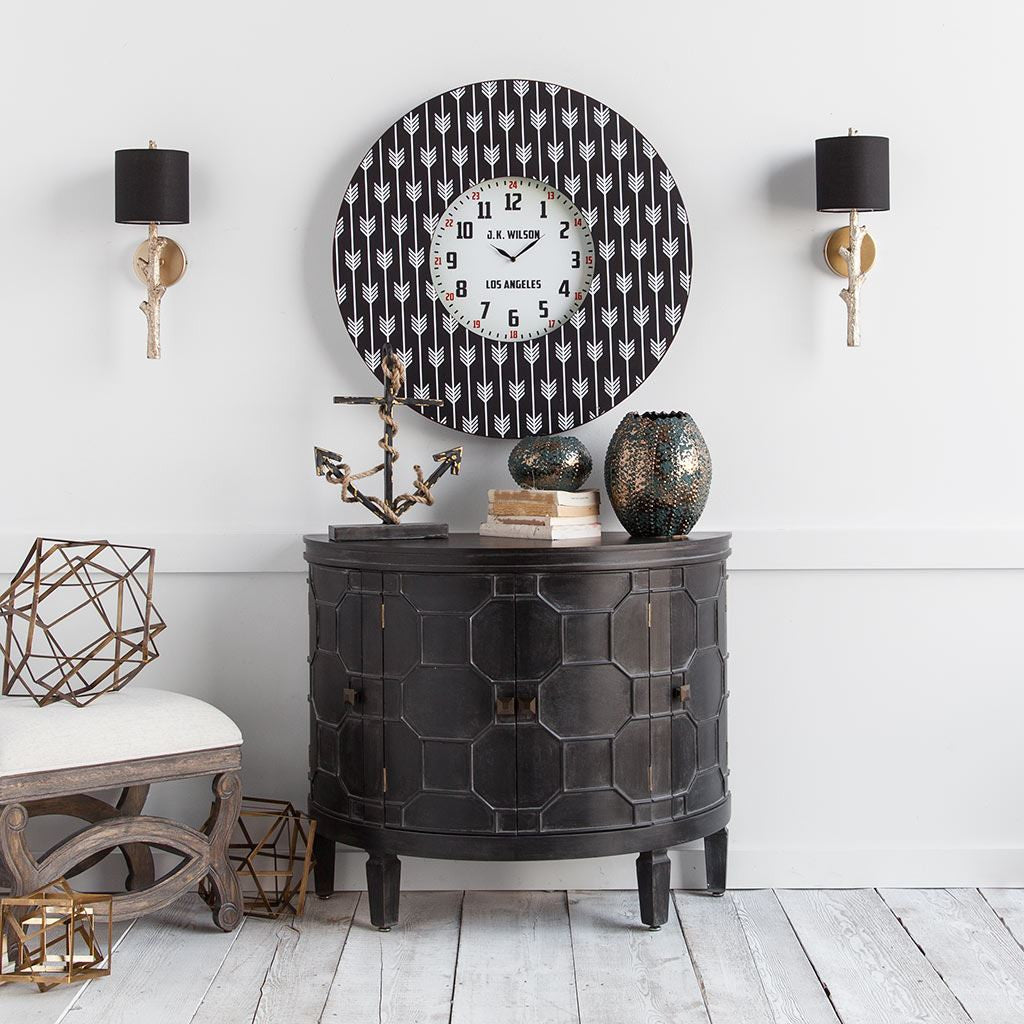 4" Black And White Metal Analog Round Wall Clock