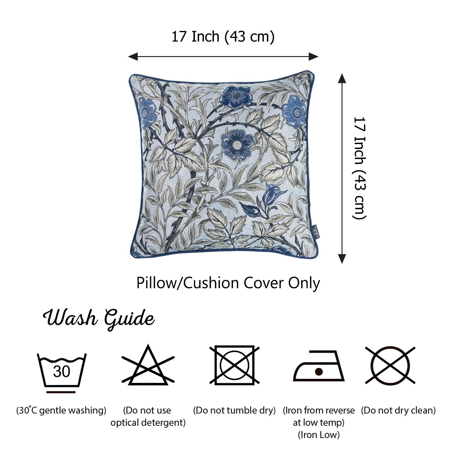Set Of 4 17" Jacquard Leaf Throw Pillow Cover In Blue