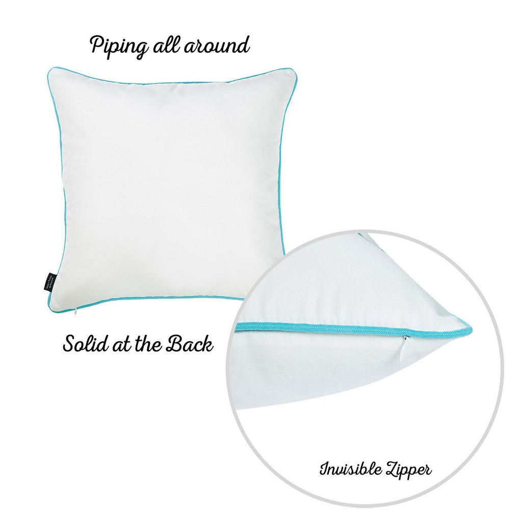 Set of Two White and Blue Sea Shine Summer Throw Pillow Covers