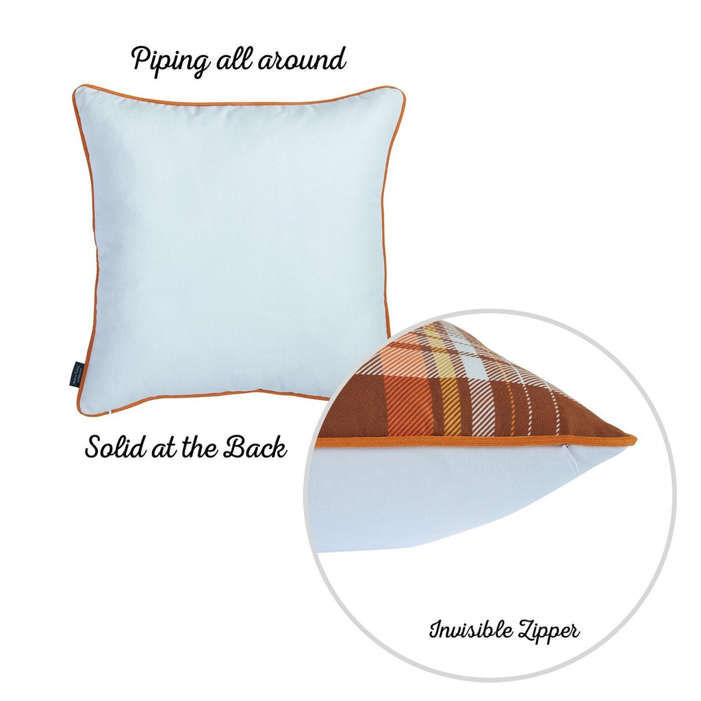 Set Of 2 18" Fall Thanksgiving Pumpkin Throw Pillow Cover