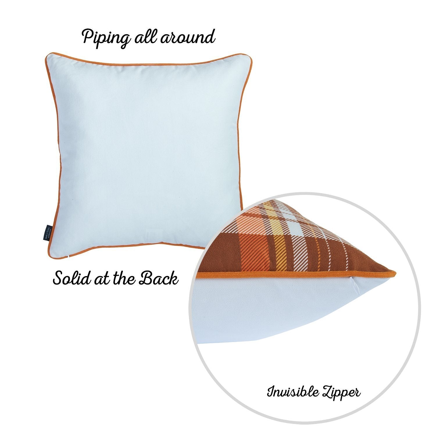 Set Of 2 18" Fall Thanksgiving Pumpkin Throw Pillow Cover