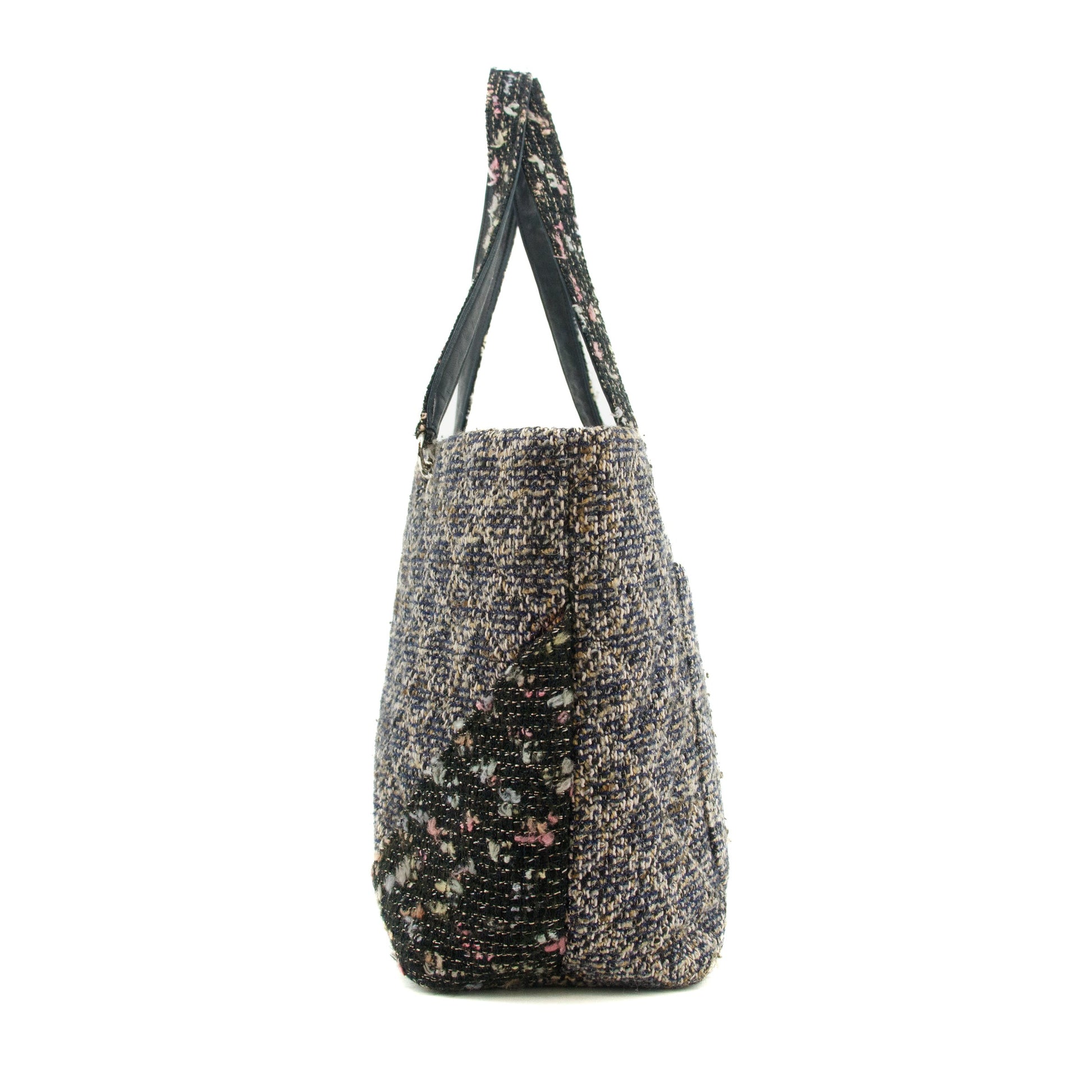 Chanel Cambon Line Tweed Quilted Black Linge CC Shoulder Bag #3769