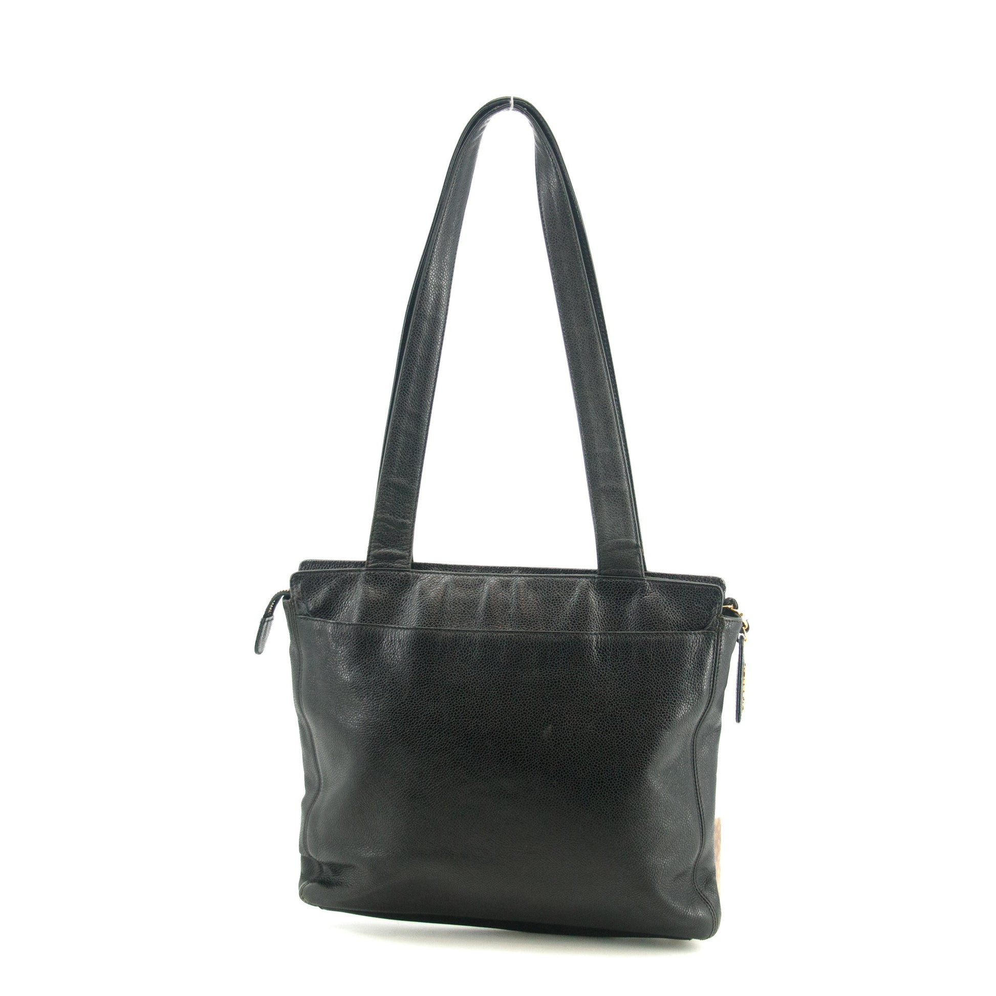 Chanel Black Caviar Skin Logo LAX Embroidered Shoulder Bag #3771