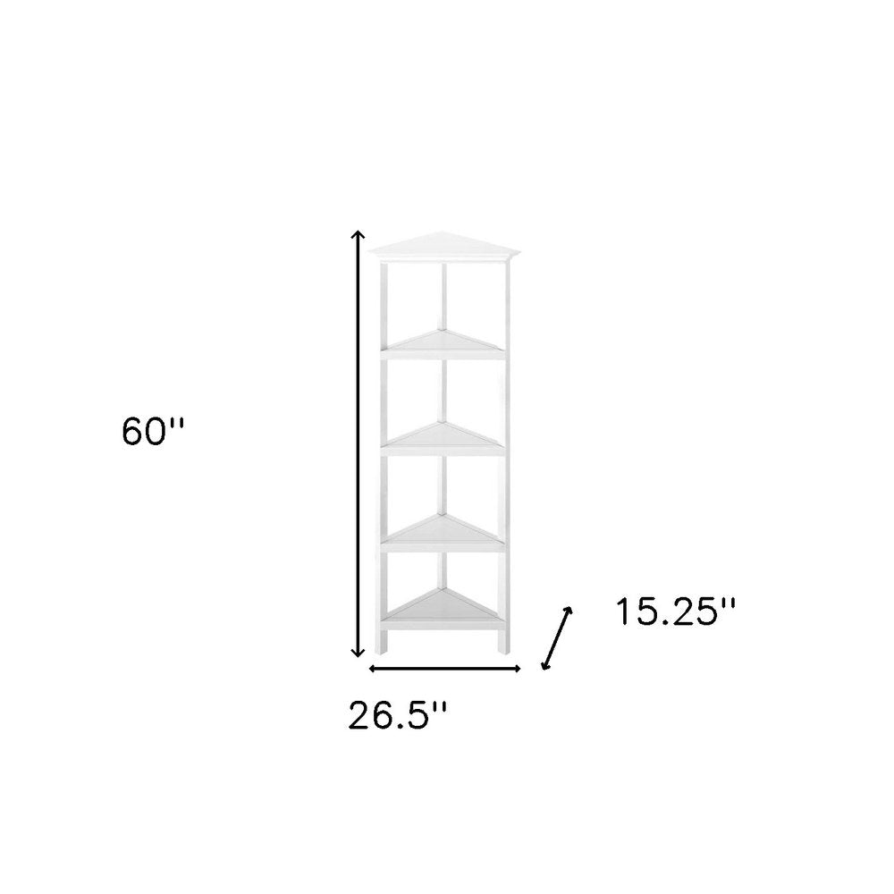 White Solid Wood Corner Bookcase