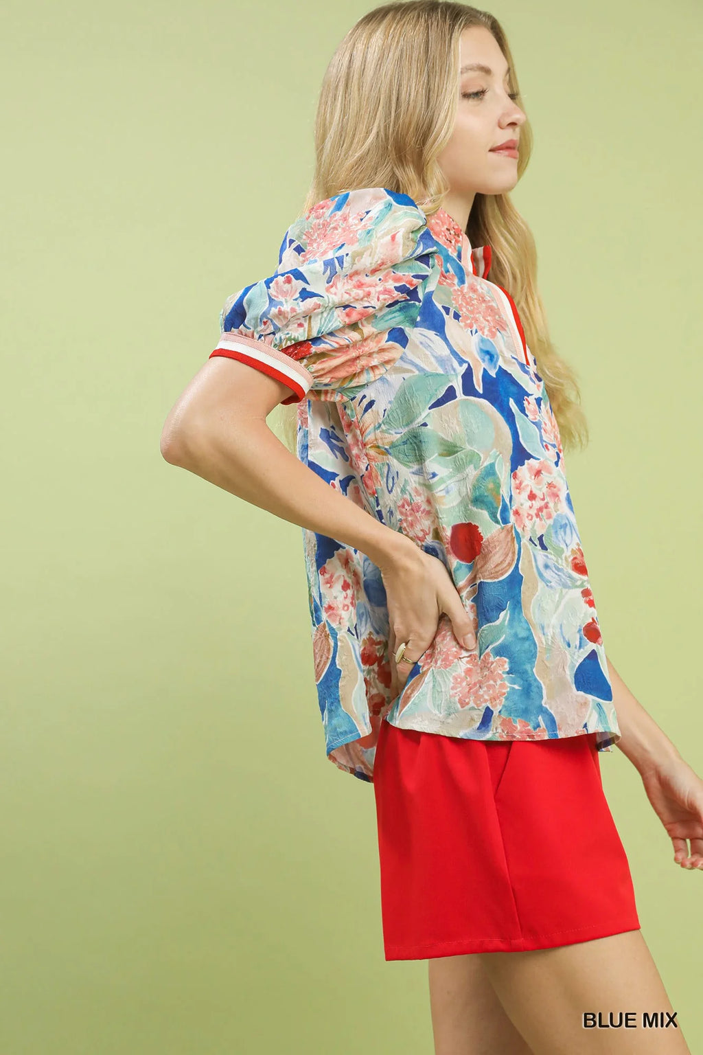 Umgee Jacquard Bloomscape Print Top