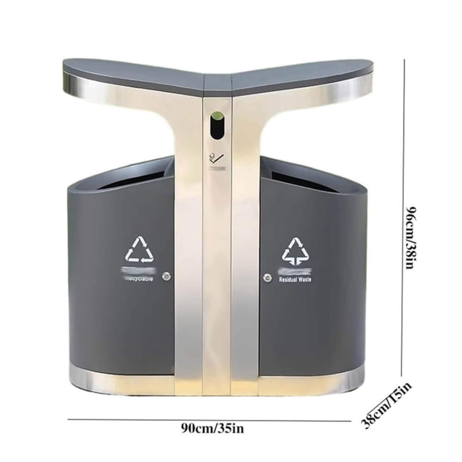 38" Large Commercial Outdoor Stainless Steel Trash Waste Garbage Bin (SAK82713)