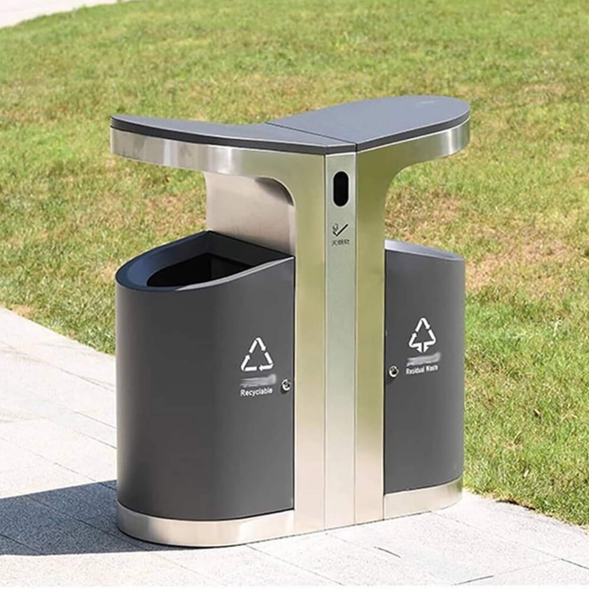 38" Large Commercial Outdoor Stainless Steel Trash Waste Garbage Bin (SAK82713)