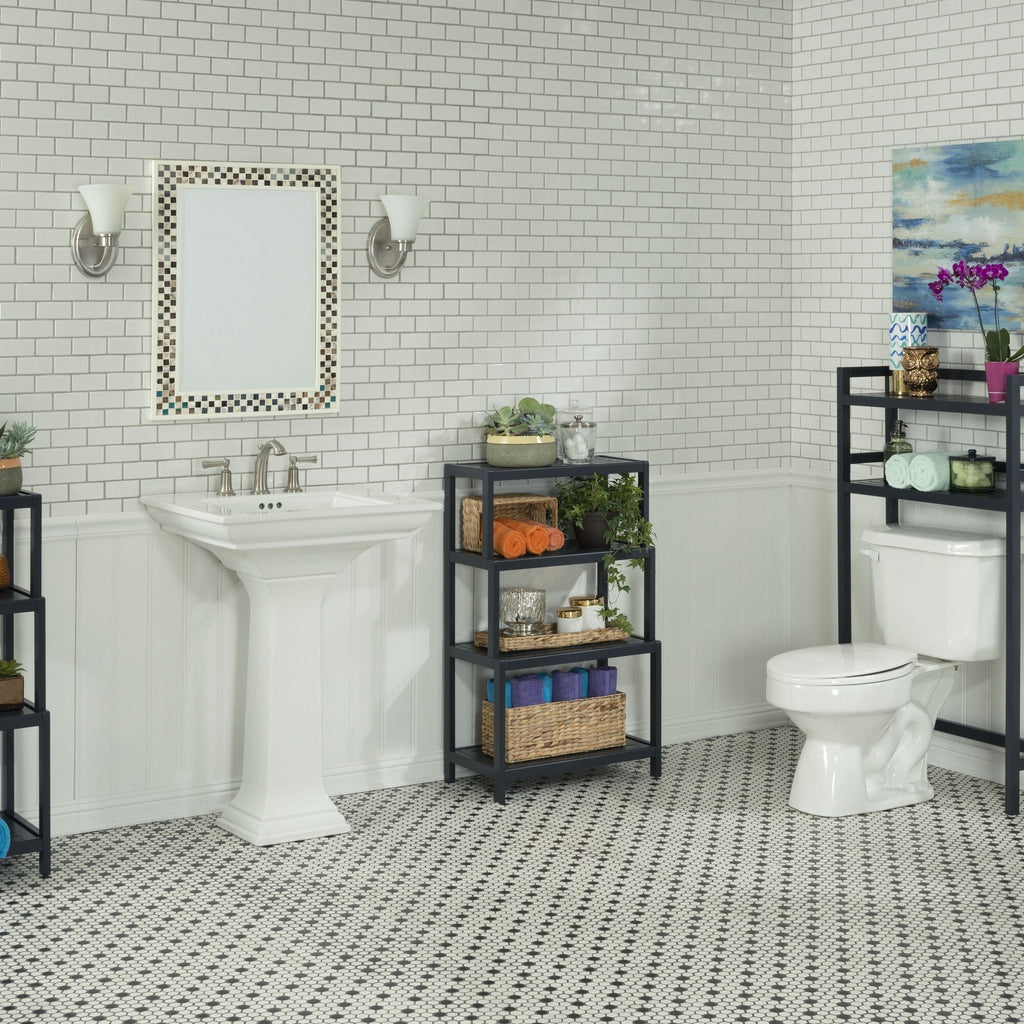 48" Graphite Finish 2 Tier Solid Wood Over Toilet Organizer