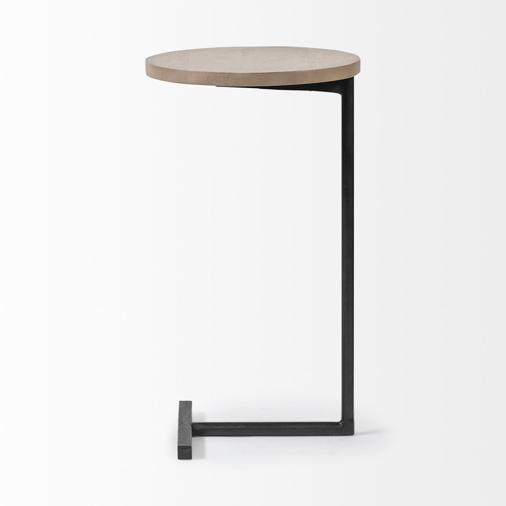 15" Natural and Black Solid Wood and Metal
