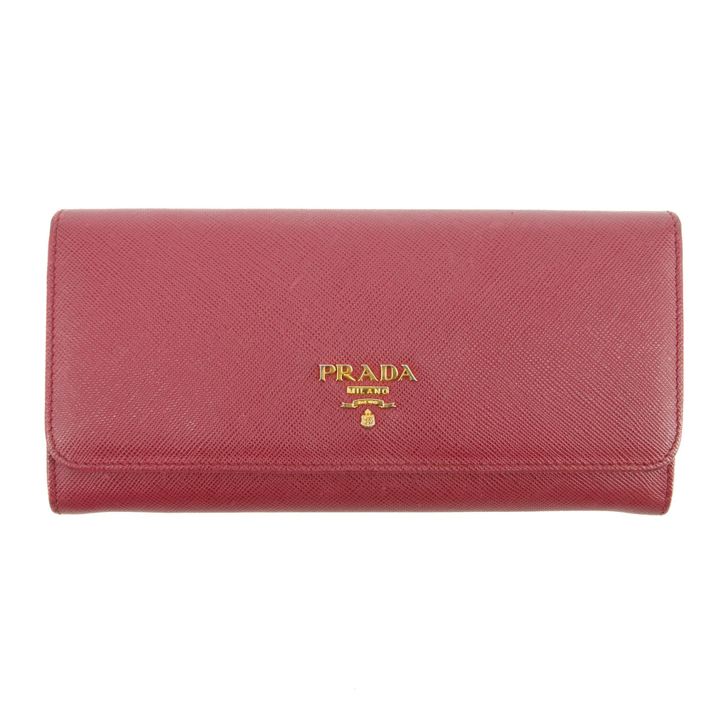 Prada Saffiano Leather Pink Continental Long Wallet #3808
